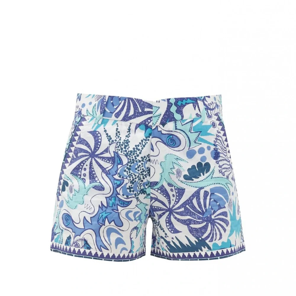 NEW Le Sirenuse Positano Women's Blue Psycho Printed Shorts Women's 36 or 0 - Picture 2 of 7